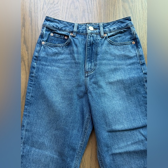 Asos Sz 30 Jeans Design Curve Recycled Florence Straight Leg Cut Off Side Splits - Picture 6 of 7